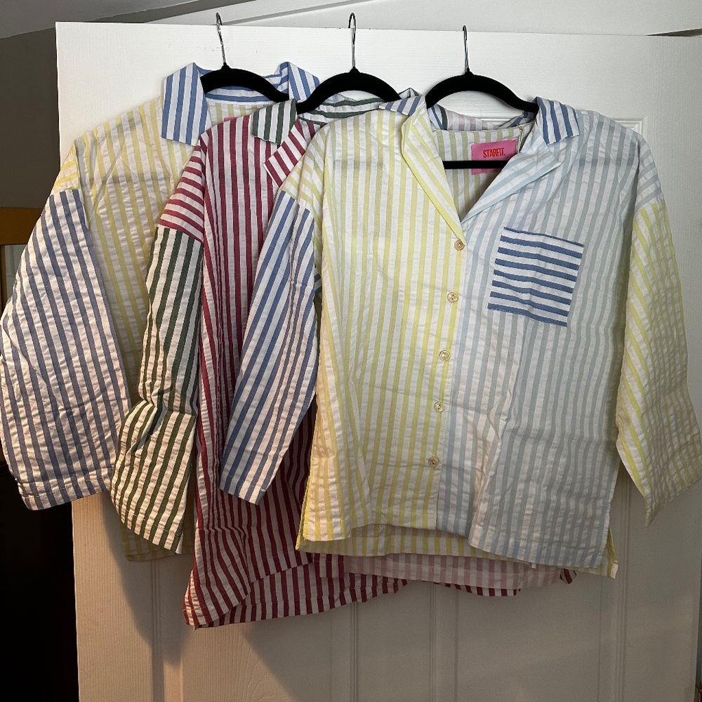 Three Starfit Pajama Button Up Tops